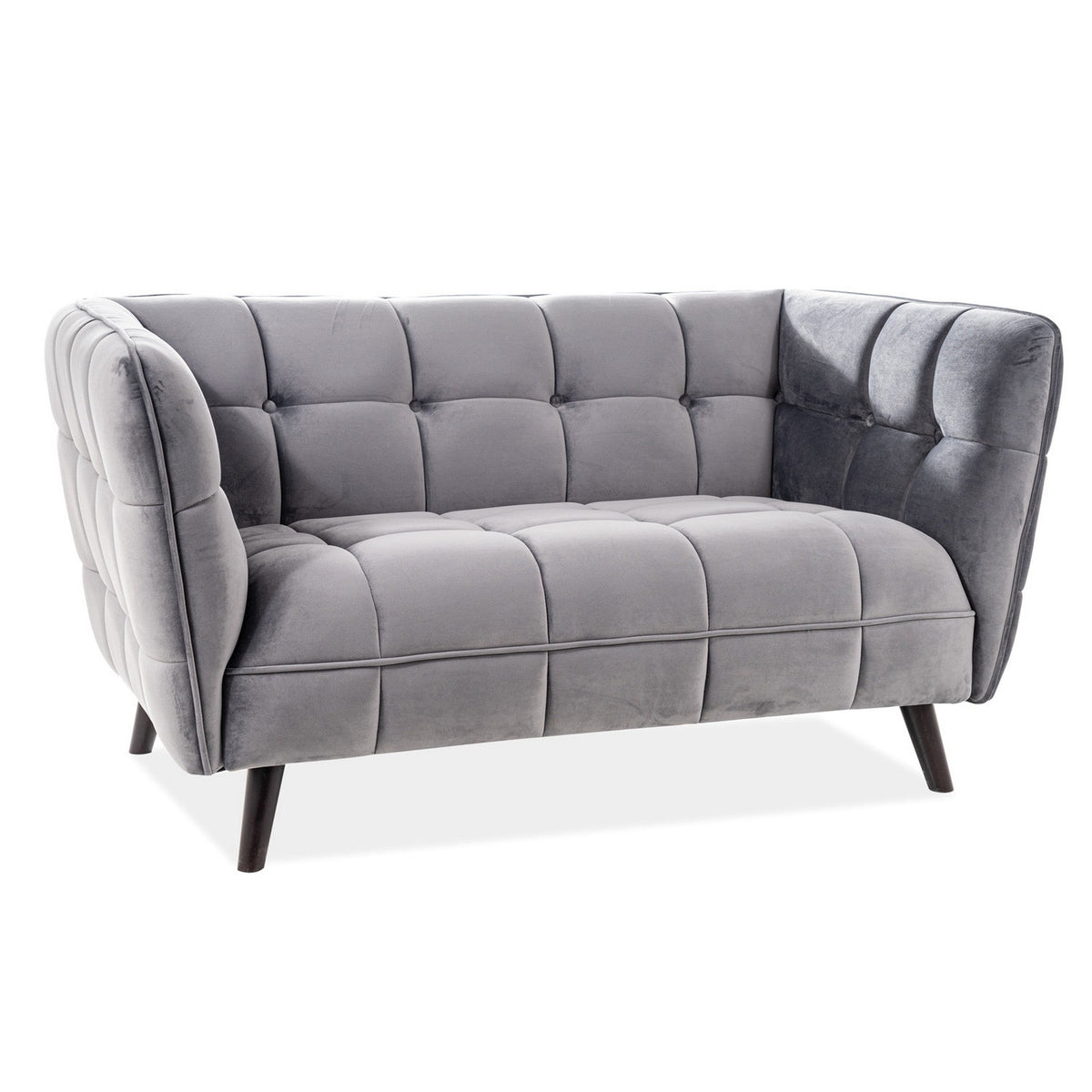 Canapea fixa CASTELLO 2, catifea gri/wenge, 145x85x78 cm