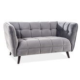 Canapea fixa CASTELLO 2, catifea gri/wenge, 145x85x78 cm