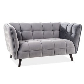 Canapea fixa CASTELLO 2, catifea gri/wenge, 145x85x78 cm