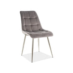 Scaun CHIC, gri/crom, stofa catifelata/metal, 50x58x88 cm