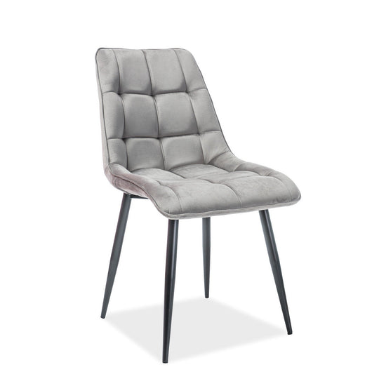Scaun CHIC, gri/negru, stofa catifelata/metal, 50x43x88 cm