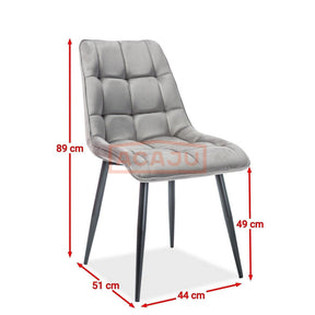 Scaun CHIC, gri/negru, stofa catifelata/metal, 50x43x88 cm