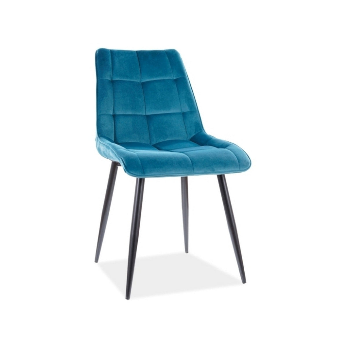 Scaun CHIC, turcoaz/negru, stofa catifelata/metal, 50x58x88 cm