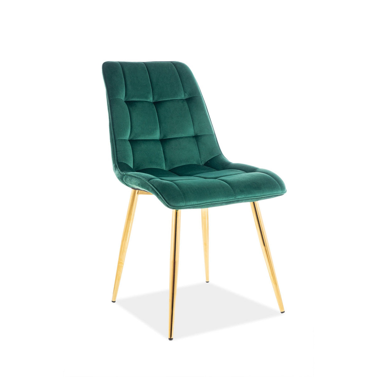Scaun CHIC, verde/auriu, stofa catifelata/metal, 50x43x88 cm