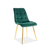 Scaun CHIC, verde/auriu, stofa catifelata/metal, 50x43x88 cm