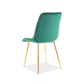Scaun CHIC, verde/auriu, stofa catifelata/metal, 50x43x88 cm