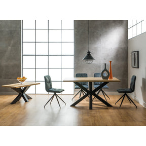 Masa bucatarie din lemn Cross 180, negru/stejar, 180X90X75
