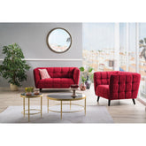 Canapea fixa CASTELLO 2, catifea bordo/wenge,145x85x78 cm