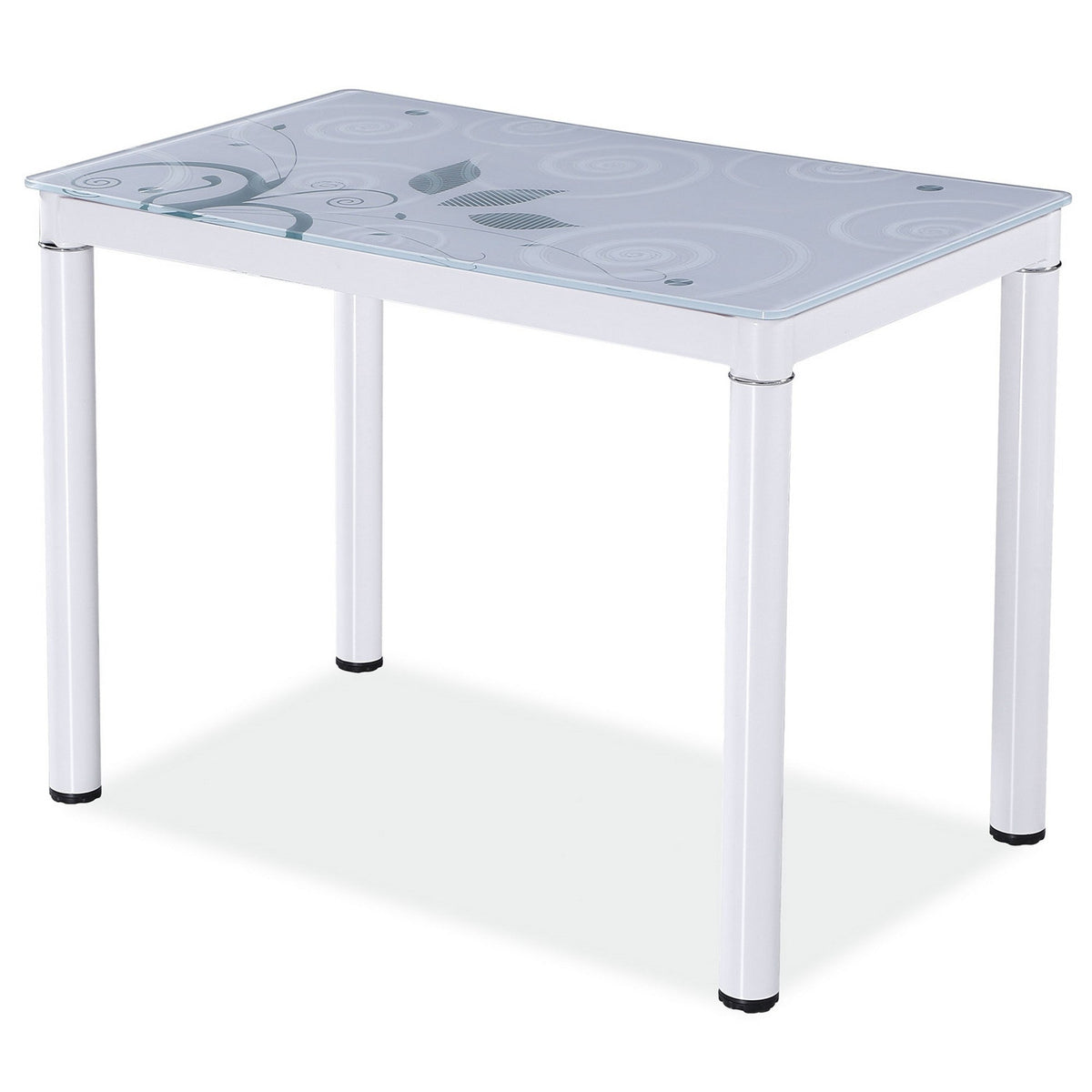 Masa bucatarie cu flori Damar 100, sticla ultradura, 100X60X75