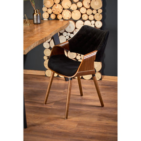 Scaun tapitat K396, nuc/negru, 56x55x77 cm