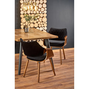 Scaun tapitat K396, nuc/negru, 56x55x77 cm