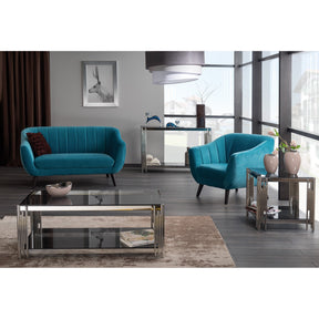 Masuta cafea sticla modera Fossil A, structura din metal cromat, 120X60X40