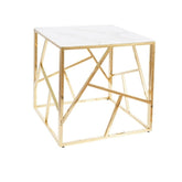 Masuta cafea sticla gold Escada B II, efect de marmura, 55X55X55