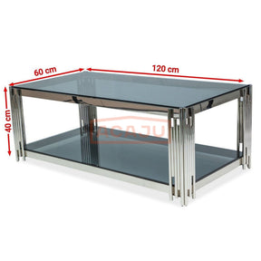 Masuta cafea sticla modera Fossil A, structura din metal cromat, 120X60X40