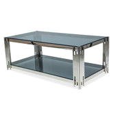 Masuta cafea sticla modera Fossil A, structura din metal cromat, 120X60X40