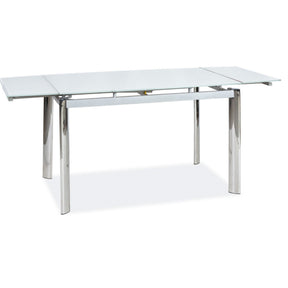 Masa GD020 alb/crom, sticla/metal, 120(180)x80