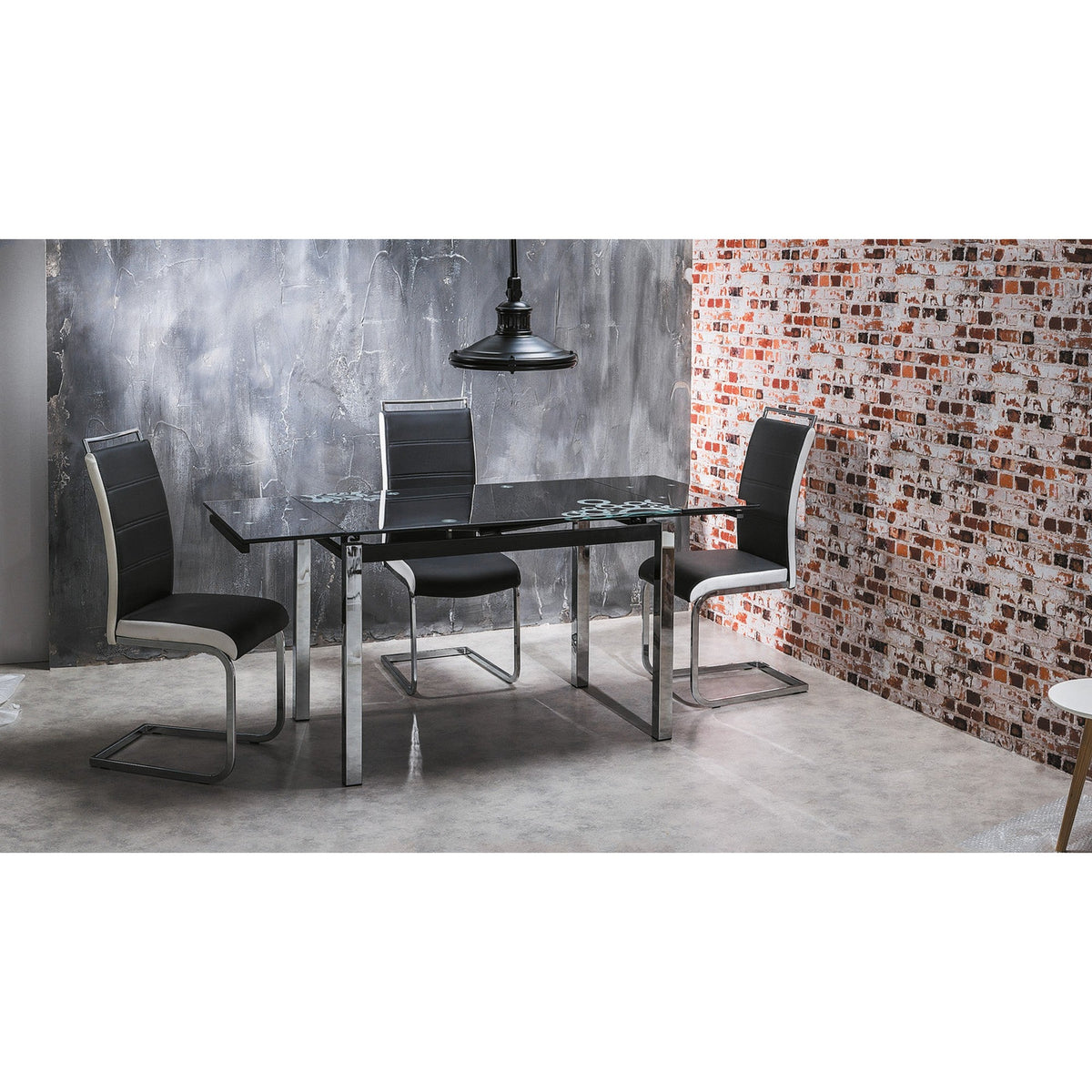 Masa moderna sticla cu model floral GD017, 110/170X74X75