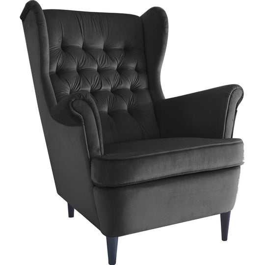 Fotoliu catifea neagra HARRY, 68x90x100