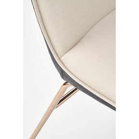 Scaun tapitat K390, crem/gri inchis/auriu, 46x60x90 cm