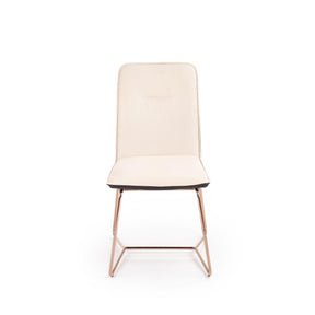 Scaun tapitat K390, crem/gri inchis/auriu, 46x60x90 cm