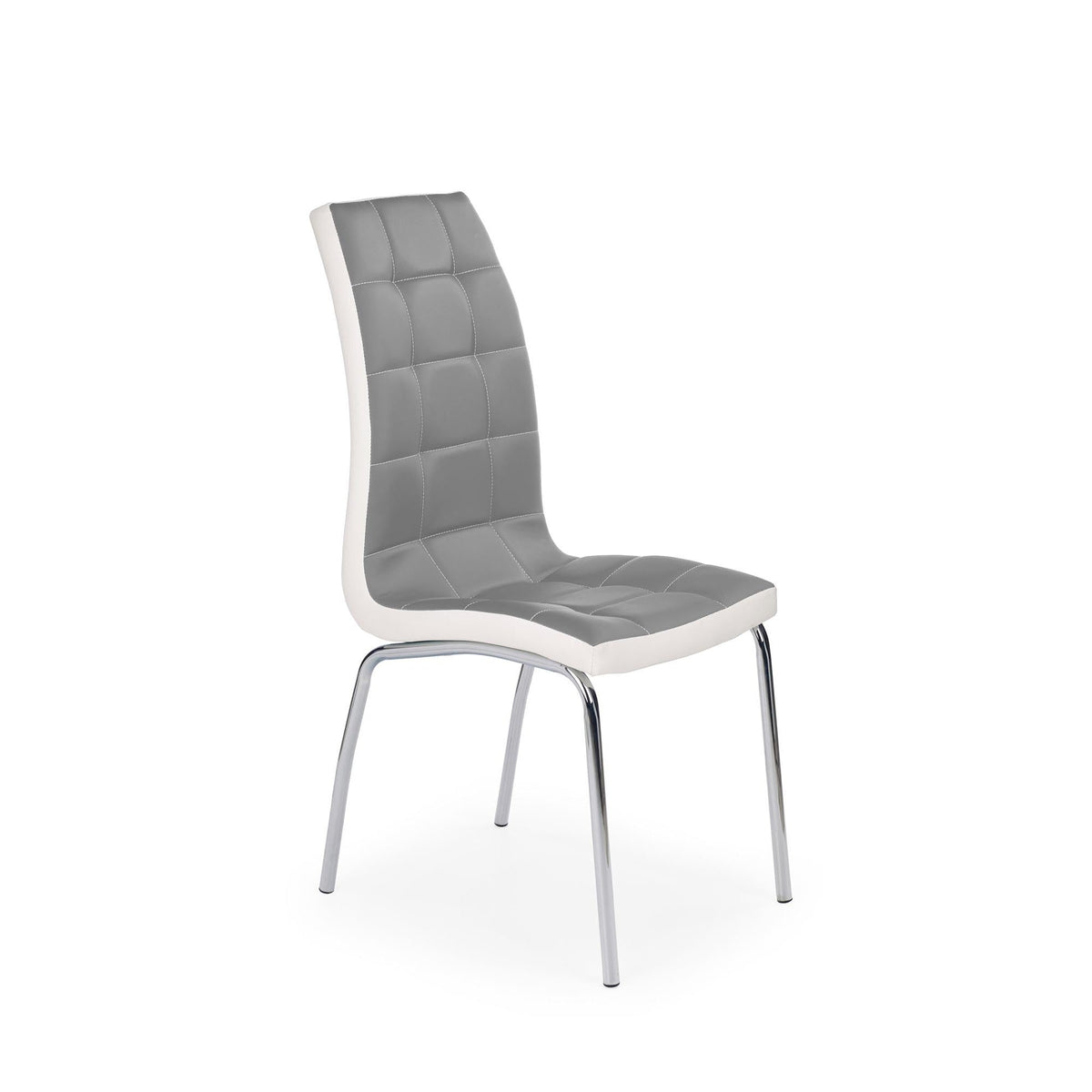 Scaun tapitat cu piele ecologica gri-alb K186, 42X63X100 CM.