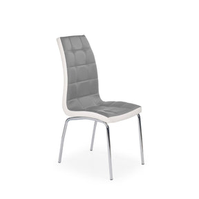 Scaun tapitat cu piele ecologica gri-alb K186, 42X63X100 CM.