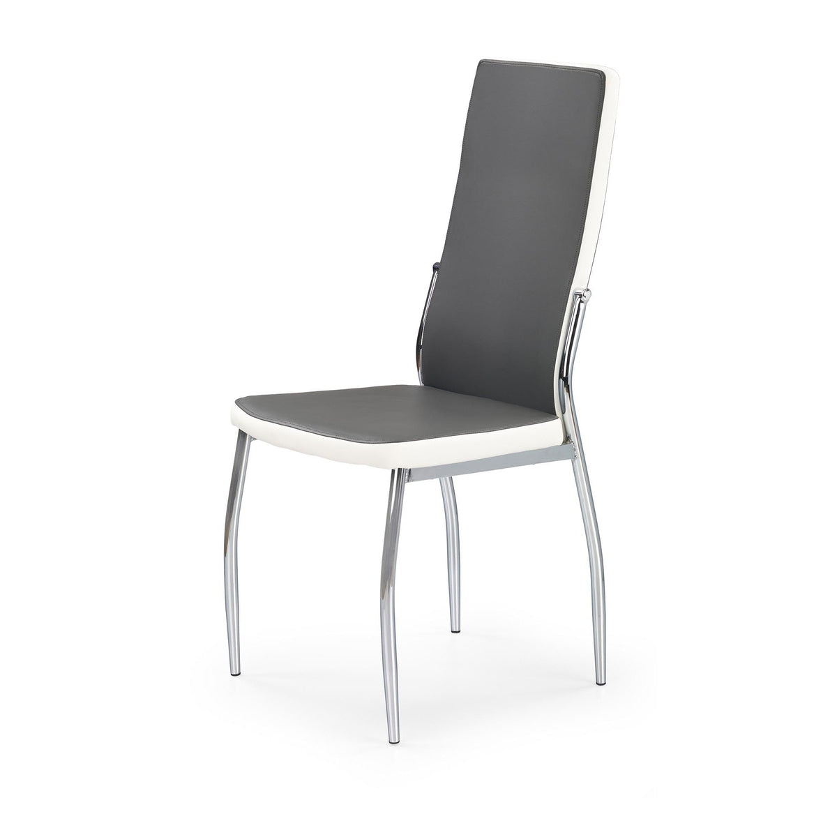 Scaun tapitat cu piele ecologica gri-alb K210, 42X42X100 CM