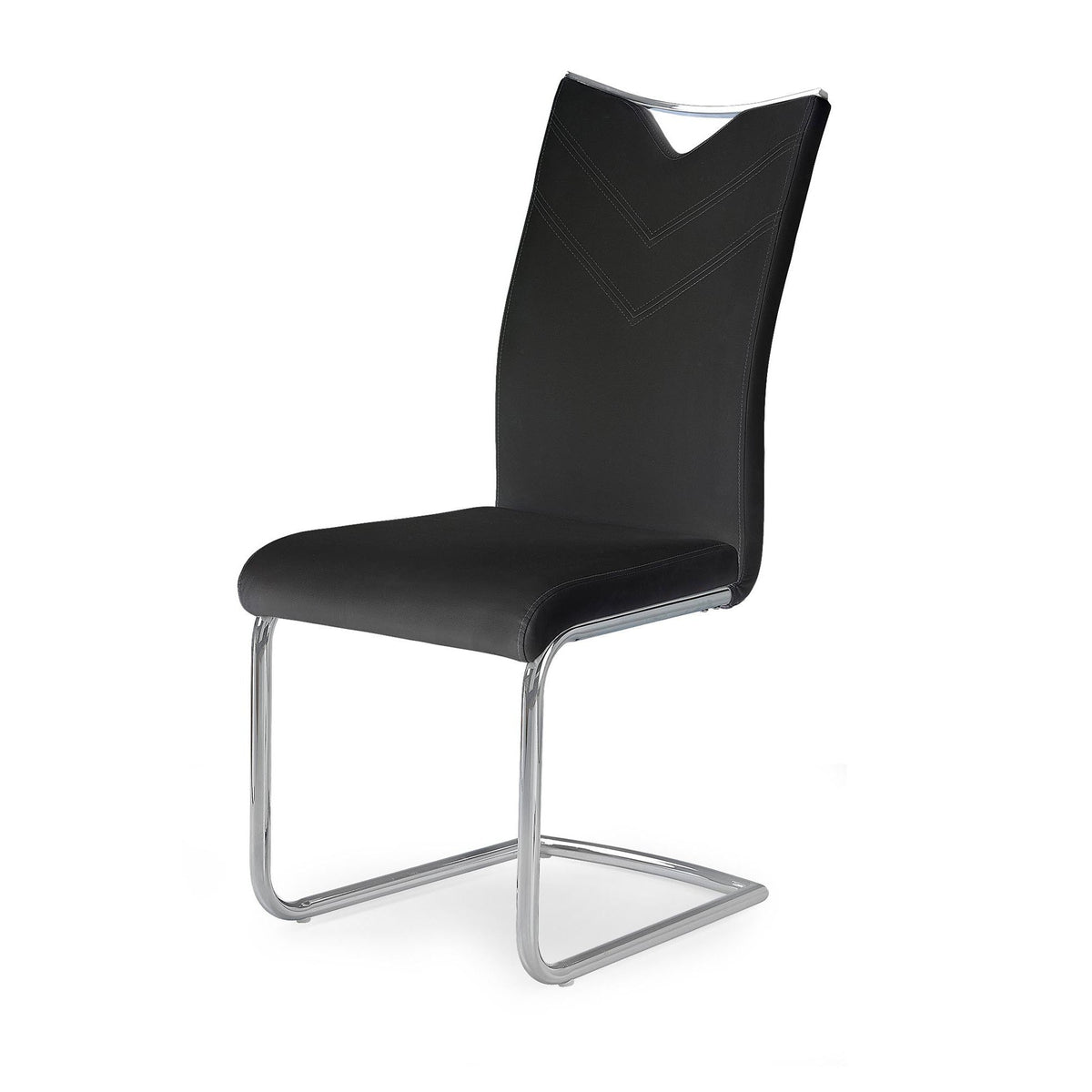 Scaun tapitat cu piele ecologica neagra K224, 44X59X100 CM