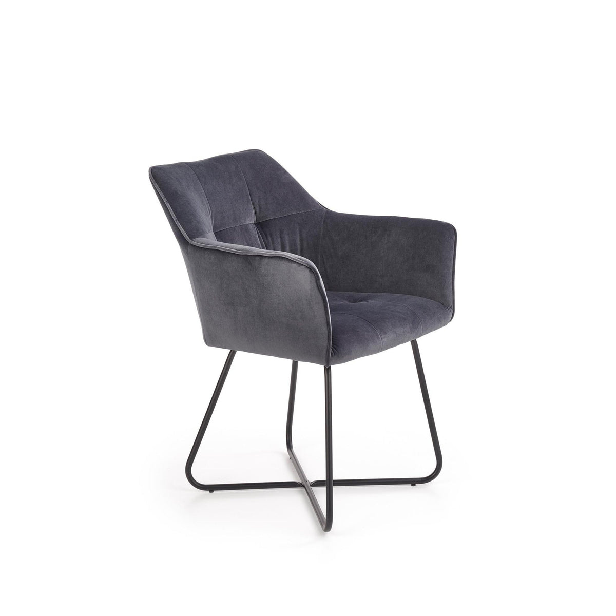 Scaun tapitat K377, gri inchis, 60x62x81 cm