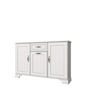 Comoda cu 3 usi si un sertar Tiffany (Tiffy), alb vintage, PAL, 139x37x90 cm