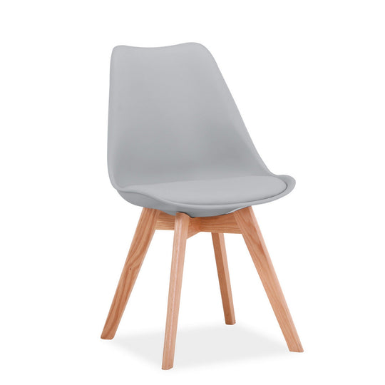 Scaun tapitat din lemn de fag Kris, gri deschis, 49X43X83