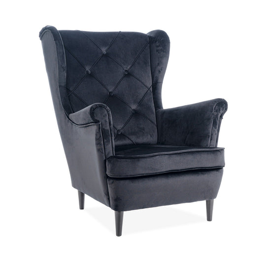 Fotoliu catifea neagra LADY, 81x85x101