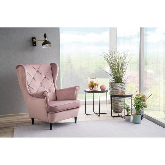 Fotoliu catifea roz LADY, 81x85x101