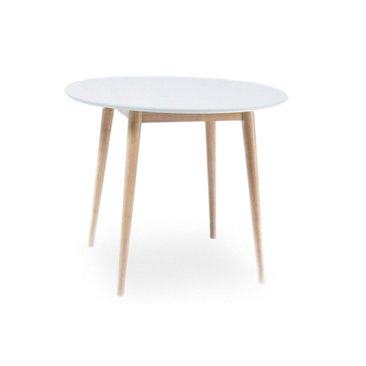 Masa rotunda cafea Larson lemn cu blat alb, 90X90X75 cm