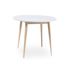 Masa rotunda cafea Larson lemn cu blat alb, 90X90X75 cm