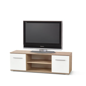 Comoda tv depozitare Lima, alb/sonoma, 137x40x44 cm
