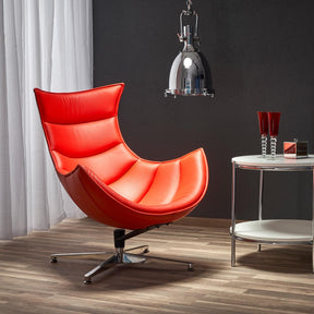 Fotolii moderne rotative Luxor, piele ecologica rosie, 86x94x96 cm