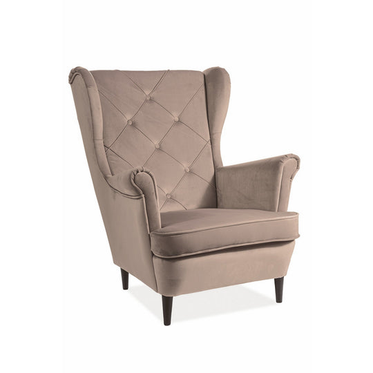 Fotoliu catifea bej LADY, 81x85x101