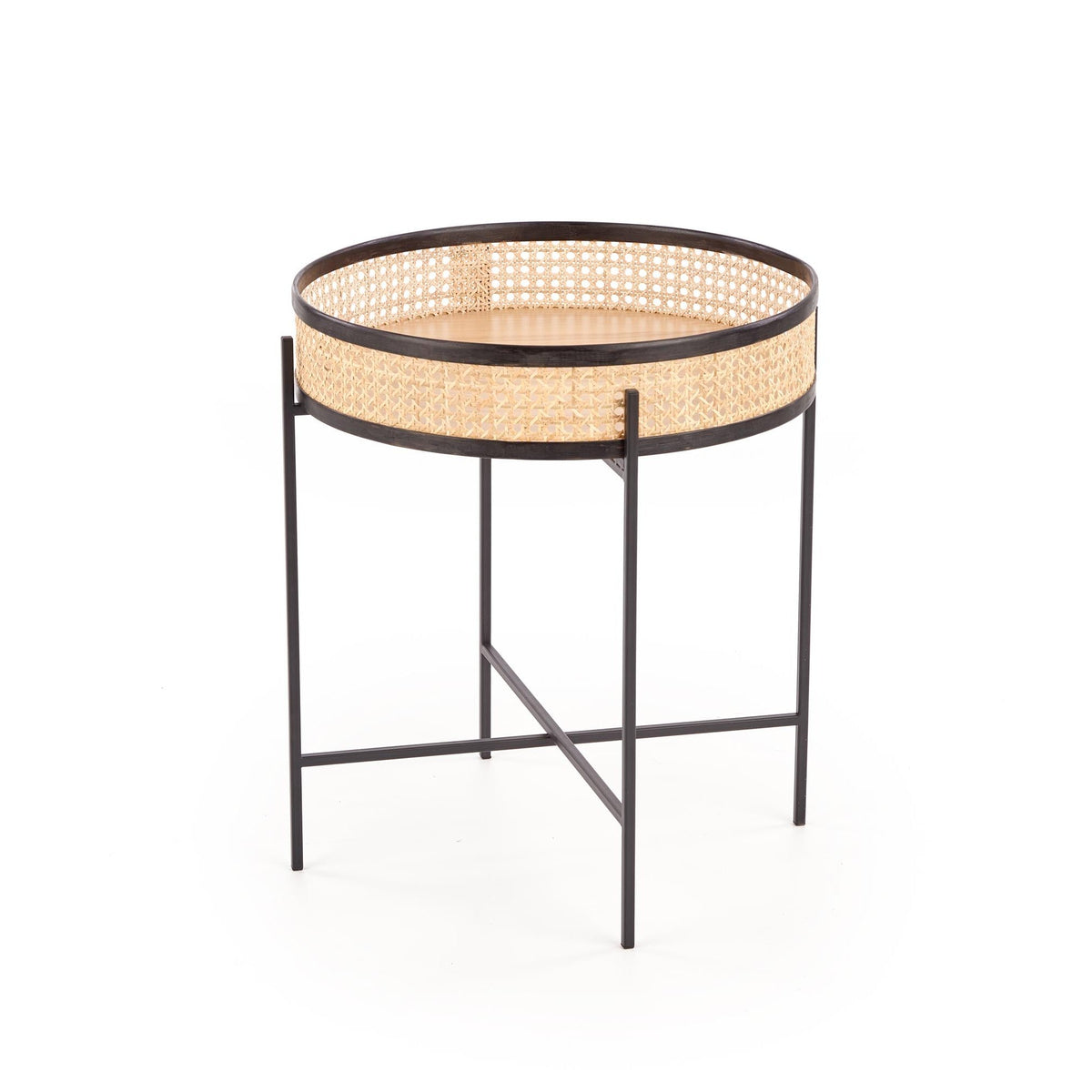 Masuta de cafea LANIPA negru/ratan natural, 50x55 cm