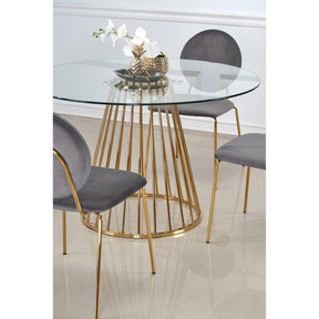 Scaun tapitat K363, gri/auriu, 48x53x87 cm