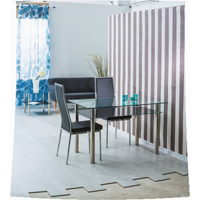 Masa bucatarie 2 persoane Madras 90, structura din metal cromat si blat din sticla, scau 90X60X75