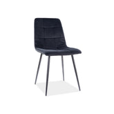 Scaun tapitat cu catifea MILA, negru, 45x41x86 cm