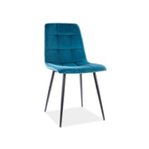 Scaun tapitat cu catifea MILA, turcoaz, 47x45x87