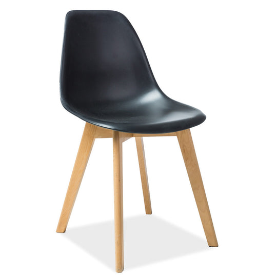 Scaun din lemn si plastic negru Moris, 46X38X85