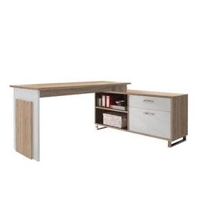 Birou MANAGER, stejar sonoma/alb, 160x130x76 cm.