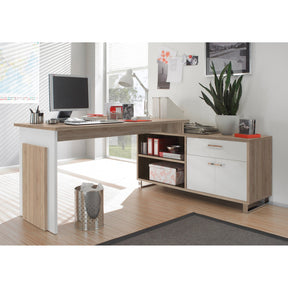 Birou MANAGER, stejar sonoma/alb, 160x130x76 cm.