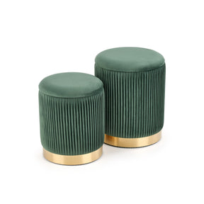 Set 2 tabureti MONTY, stofa catifelata, verde inchis, cu spatiu depozitare