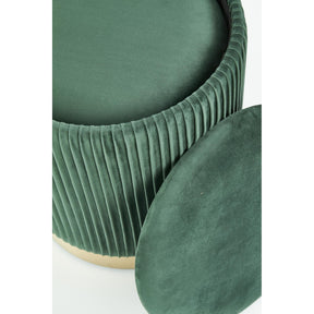 Set 2 tabureti MONTY, stofa catifelata, verde inchis, cu spatiu depozitare