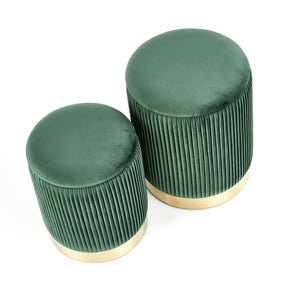 Set 2 tabureti MONTY, stofa catifelata, verde inchis, cu spatiu depozitare