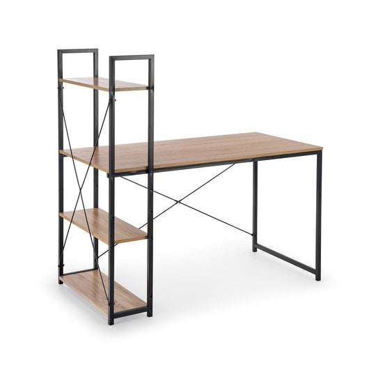 Birou cu rafturi NARVIK B1, metal si MDF, 120x64x120 cm